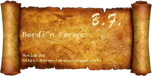Berán Ferenc névjegykártya